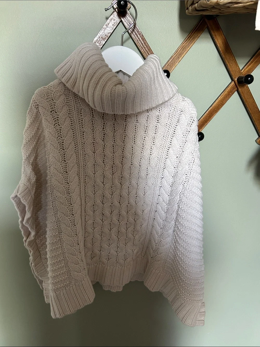 OshKosh B'gosh Cream Cable Turtleneck Poncho Sweater